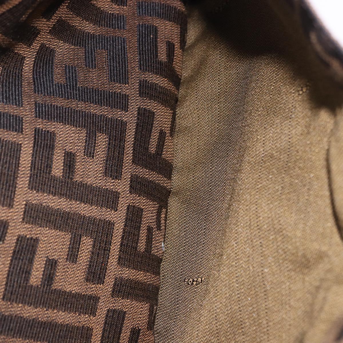 FENDI Zucca Canvas Mamma Baguette Shoulder Bag Brown Black Auth 199587V