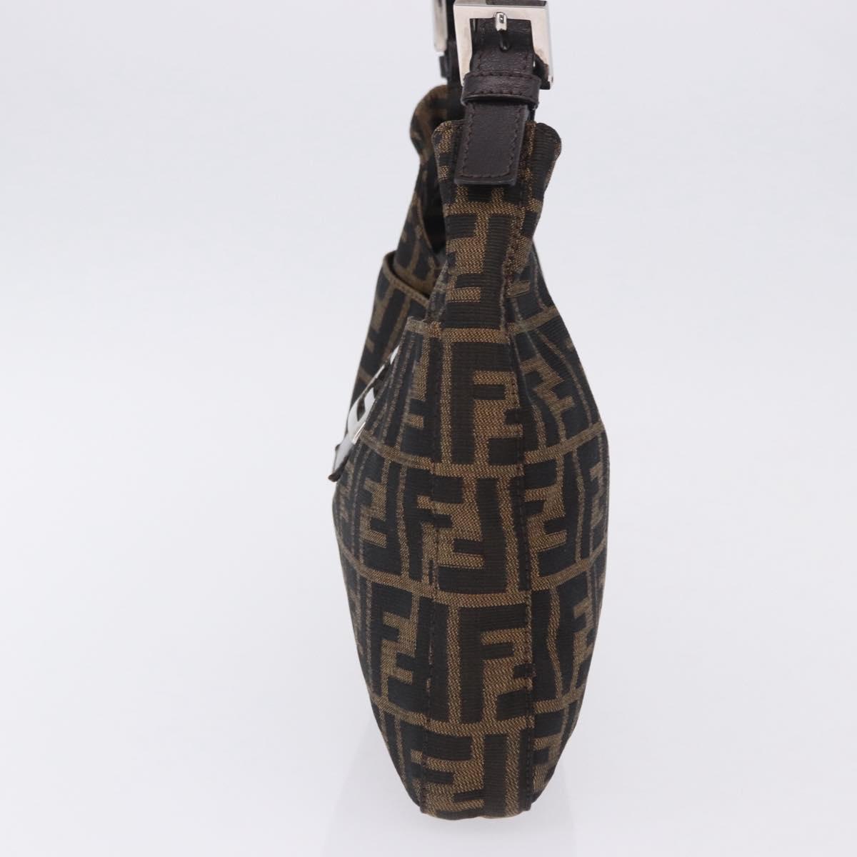 FENDI Zucca Canvas Mamma Baguette Shoulder Bag Brown Black Auth 199587V