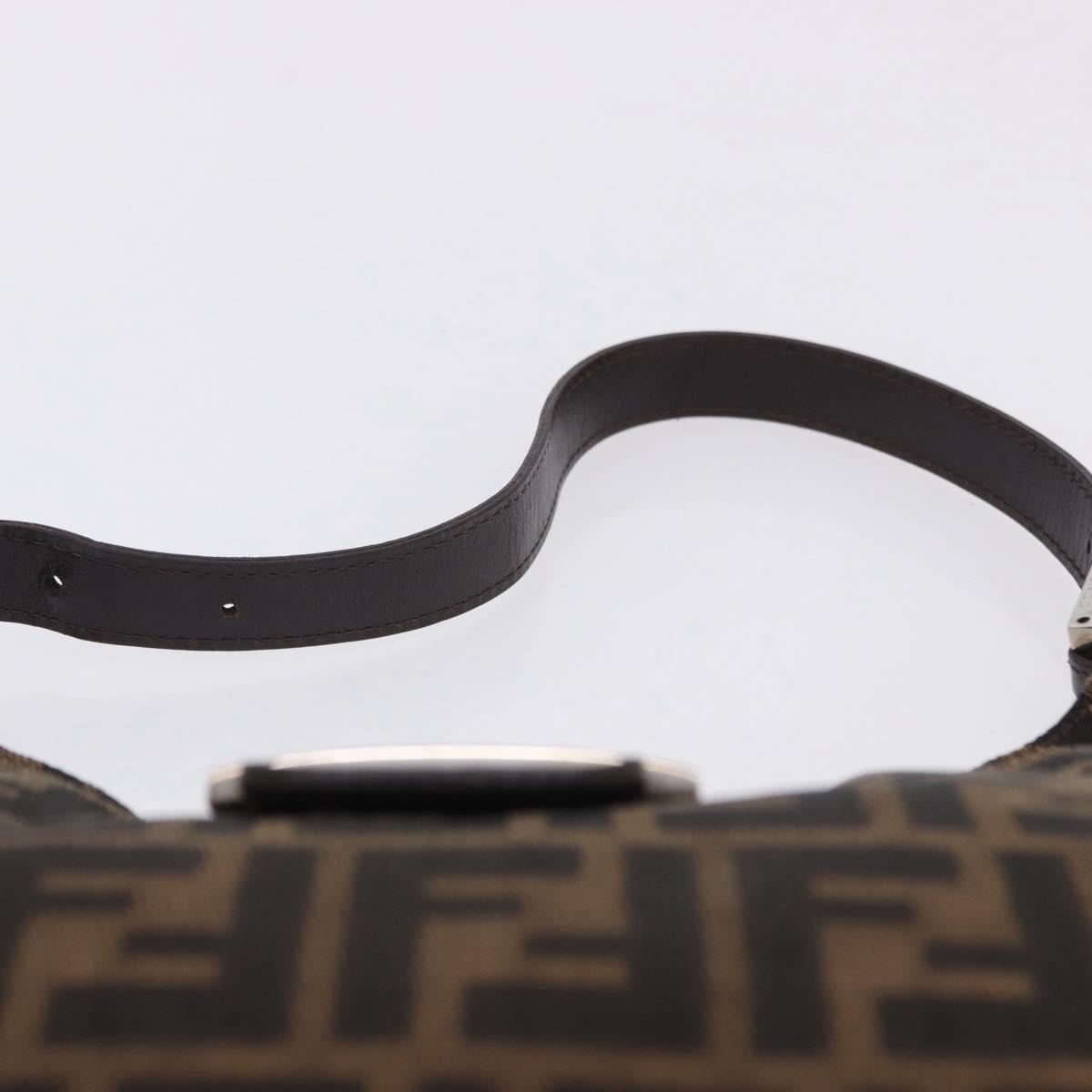 FENDI Zucca Canvas Mamma Baguette Shoulder Bag Brown Black Auth 199587V