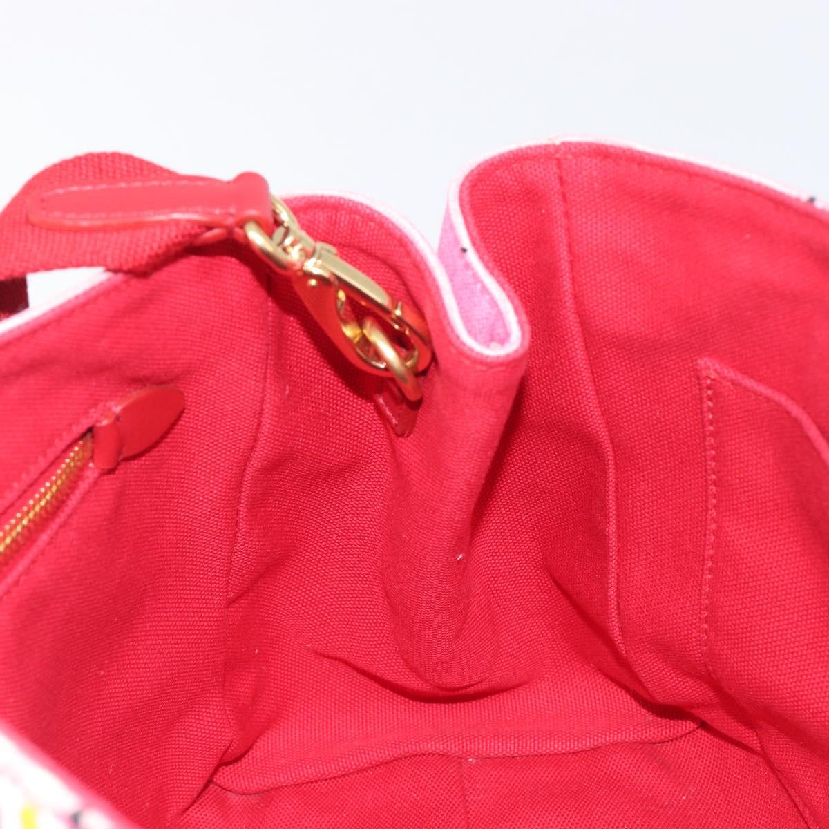 Miu Miu Hand Bag Canvas 2way Pink Gold Auth 199590M