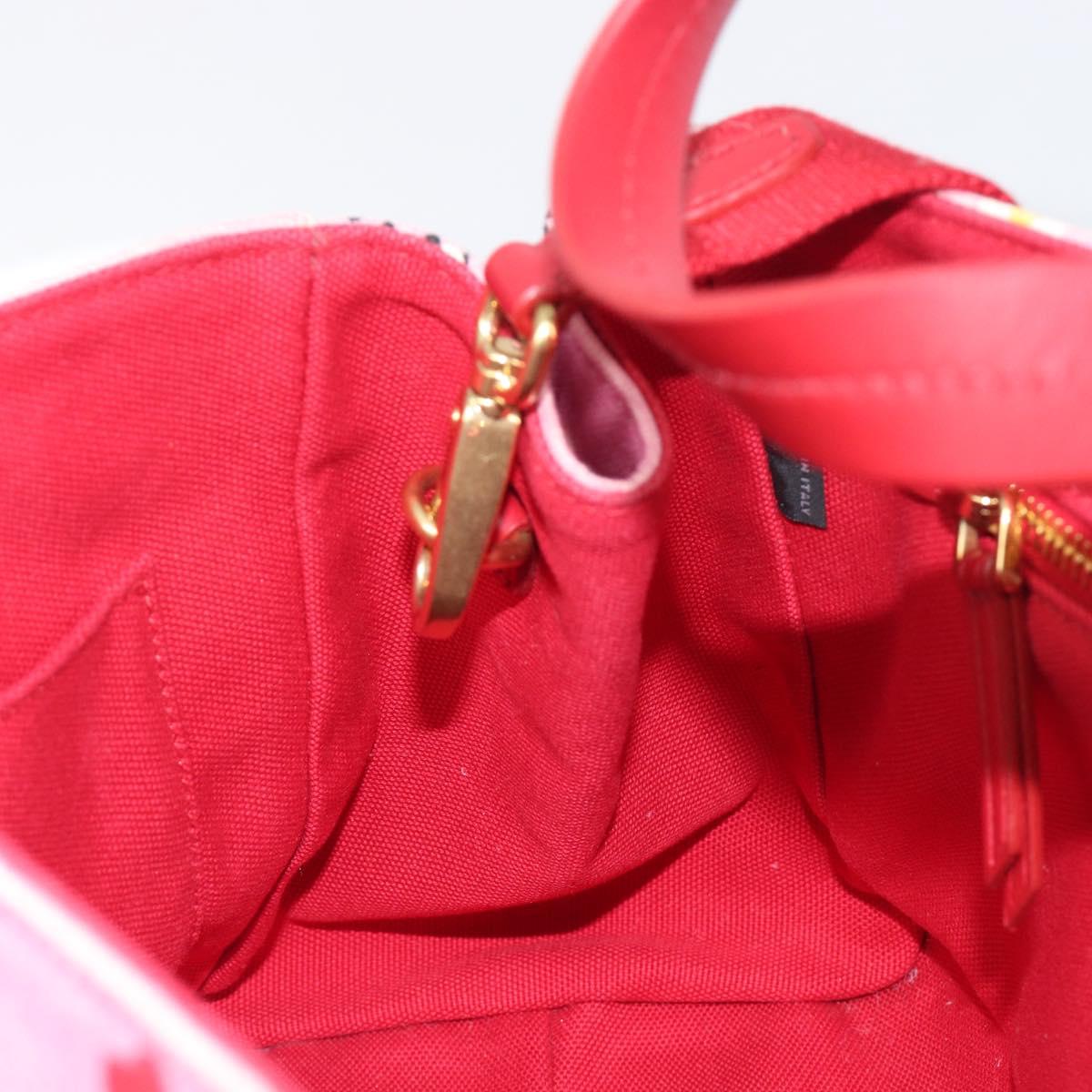 Miu Miu Hand Bag Canvas 2way Pink Gold Auth 199590M