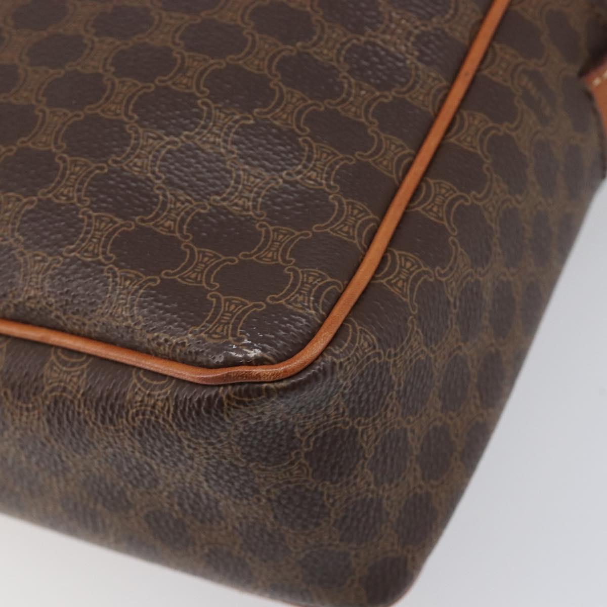CELINE Macadam Canvas Shoulder Bag PVC Leather Brown Gold Auth 199592A
