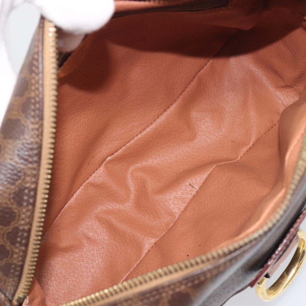 CELINE Macadam Canvas Shoulder Bag PVC Leather Brown Gold Auth 199592A