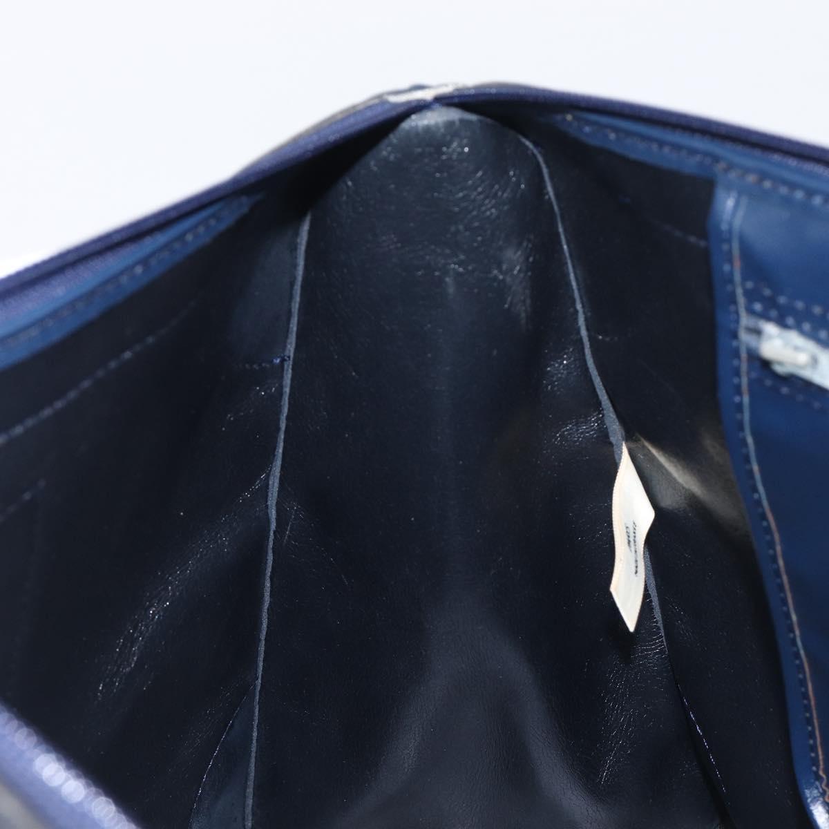 Christian Dior Trotter Canvas Hand Bag Navy Gold Auth 199593