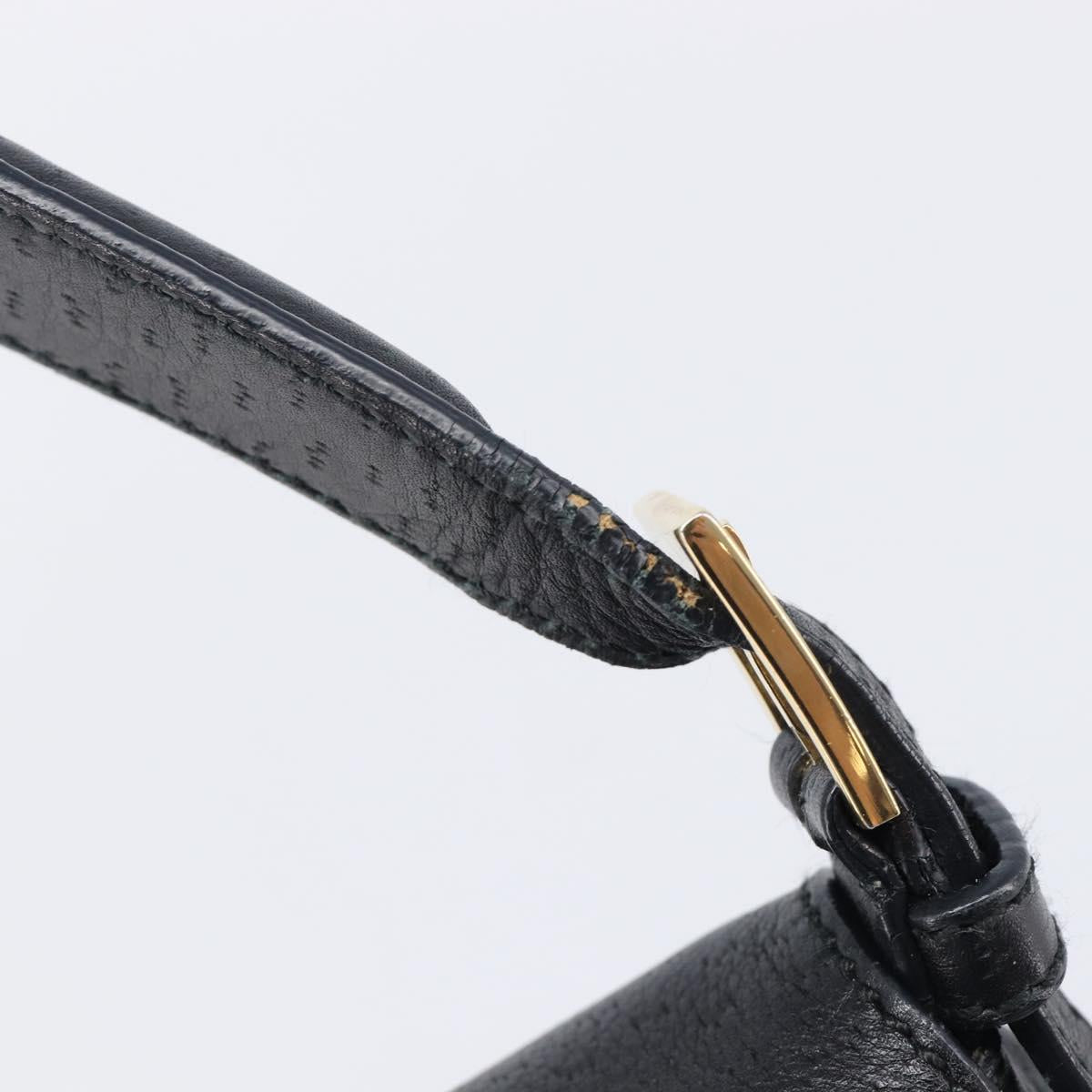 Salvatore Ferragamo Gancini Shoulder Bag Leather Black Gold Auth 199594