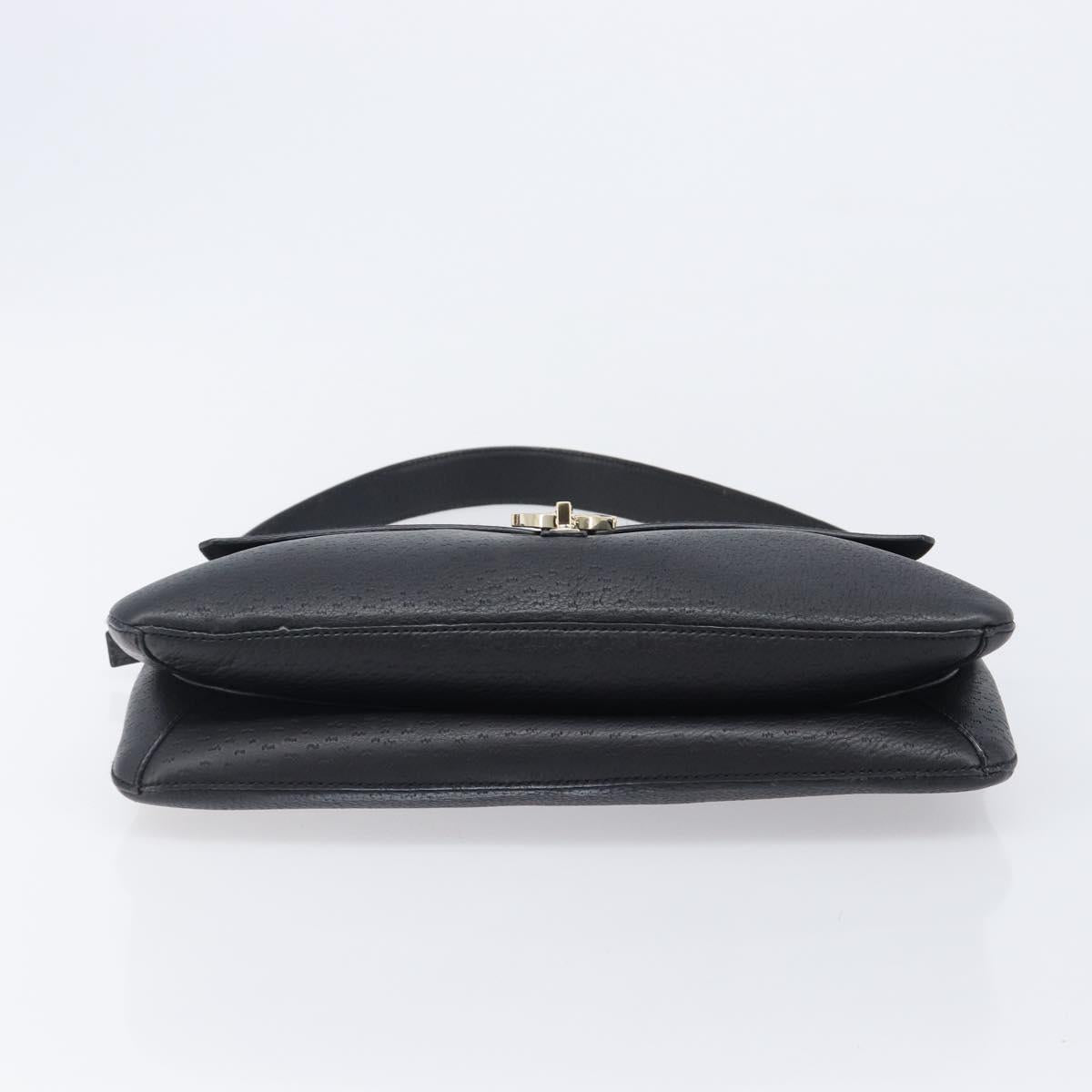 Salvatore Ferragamo Gancini Shoulder Bag Leather Black Gold Auth 199594