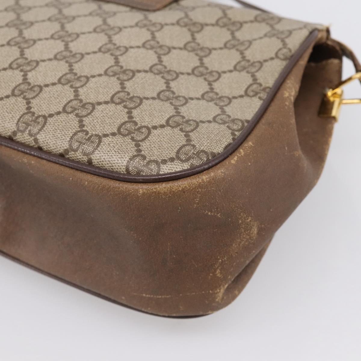 GUCCI GG Supreme Web Sherry Line Bag PVC Beige Gold 116 02 076 Auth 199596