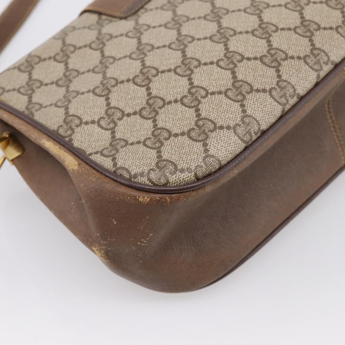 GUCCI GG Supreme Web Sherry Line Bag PVC Beige Gold 116 02 076 Auth 199596