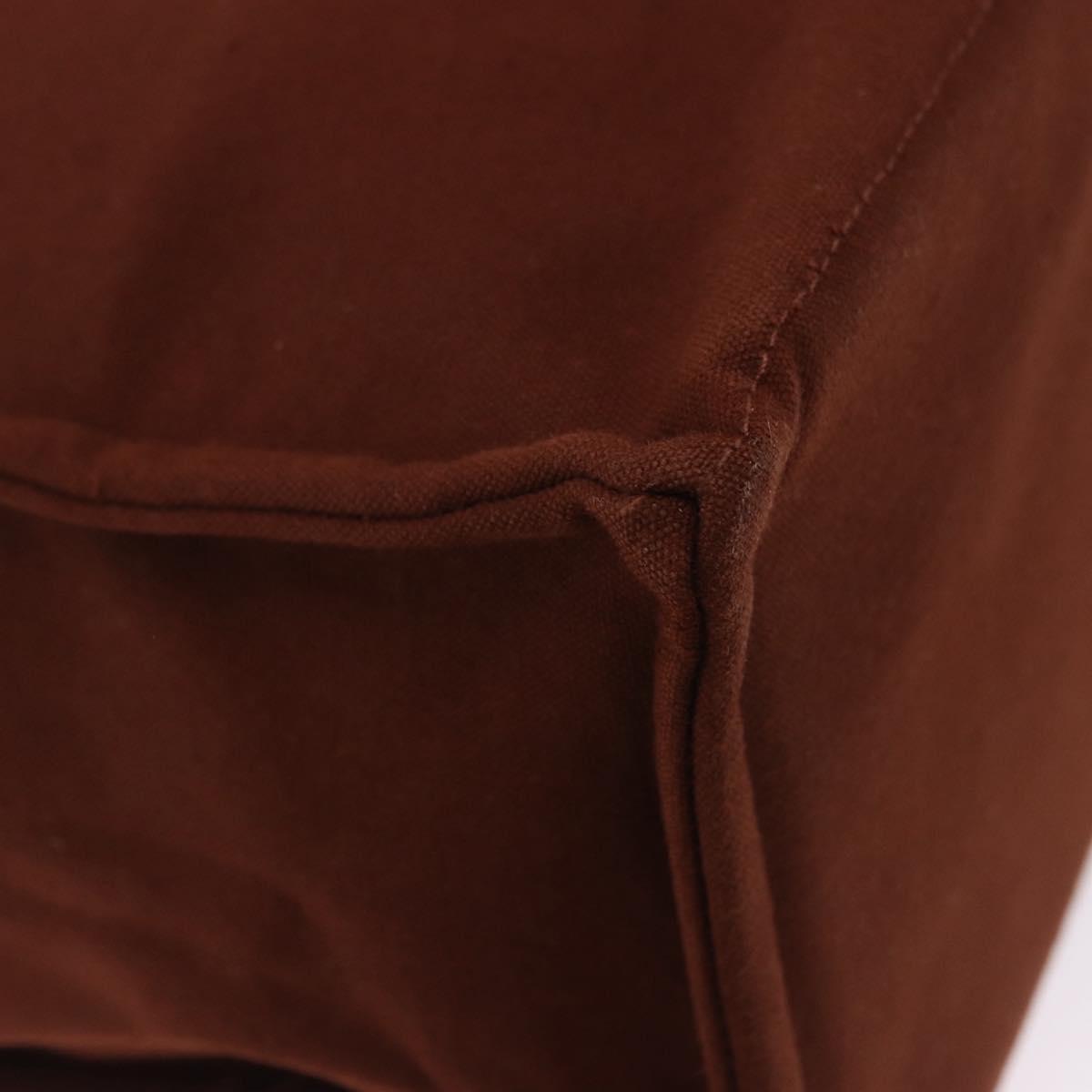 HERMES Fourre Tout GM Hand Bag Canvas Brown Silver Auth 199606A