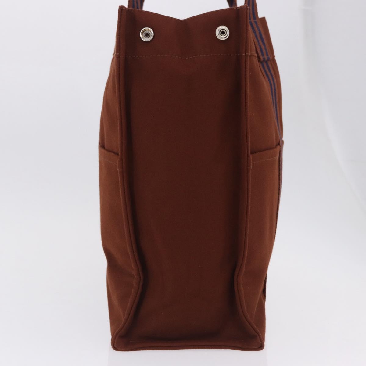 HERMES Fourre Tout GM Hand Bag Canvas Brown Silver Auth 199606A