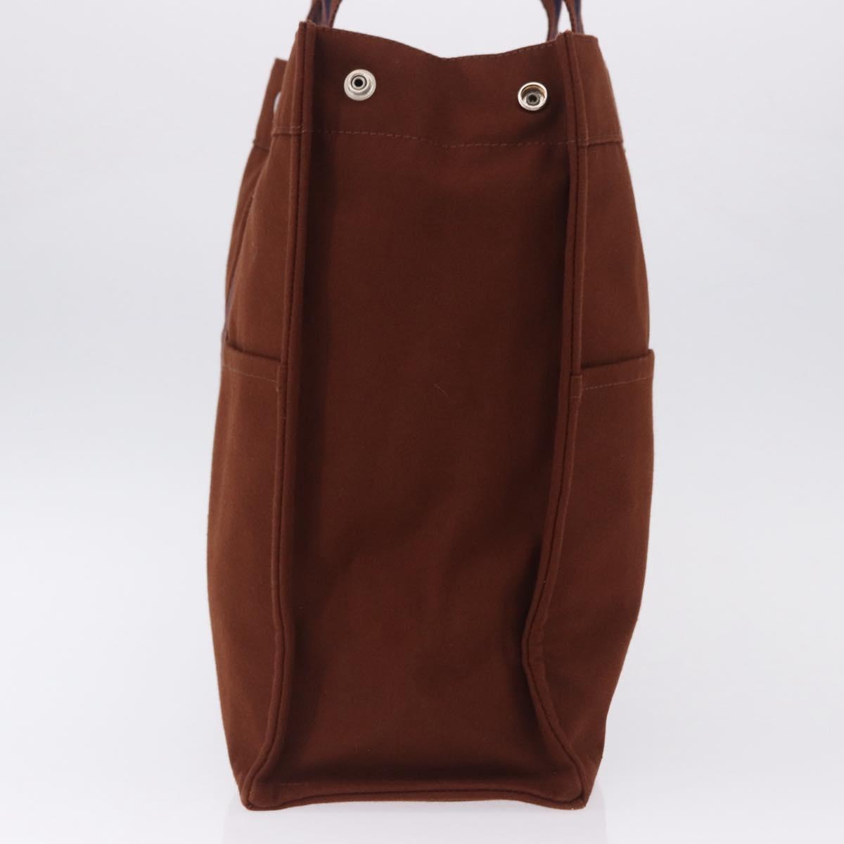 HERMES Fourre Tout GM Hand Bag Canvas Brown Silver Auth 199606A