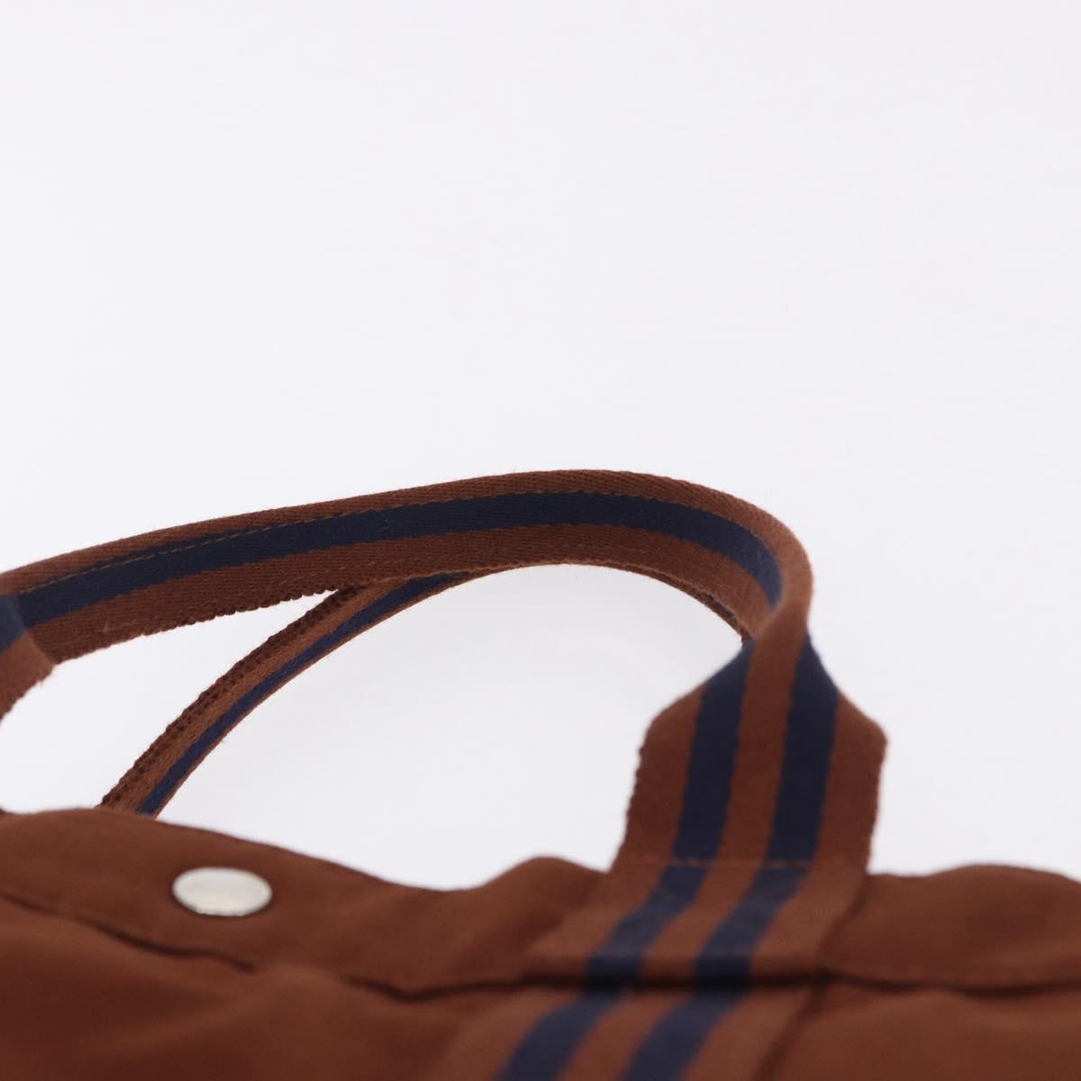 HERMES Fourre Tout GM Hand Bag Canvas Brown Silver Auth 199606A