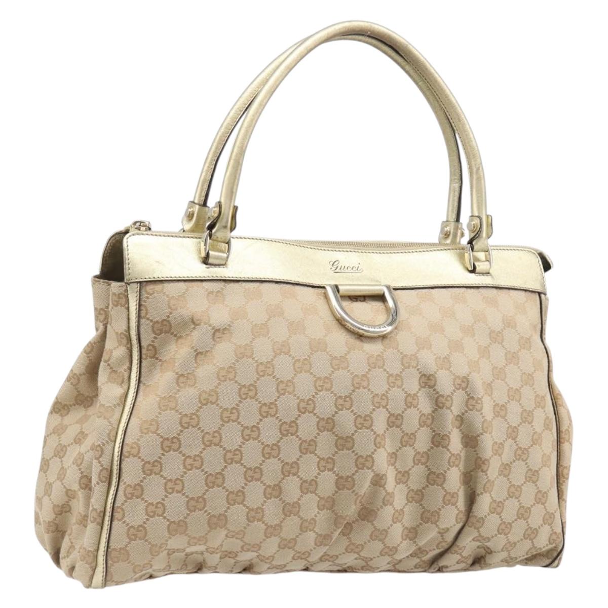 GUCCI GG Canvas Abbey Hand Bag Beige Gold 190248 Auth 199608V