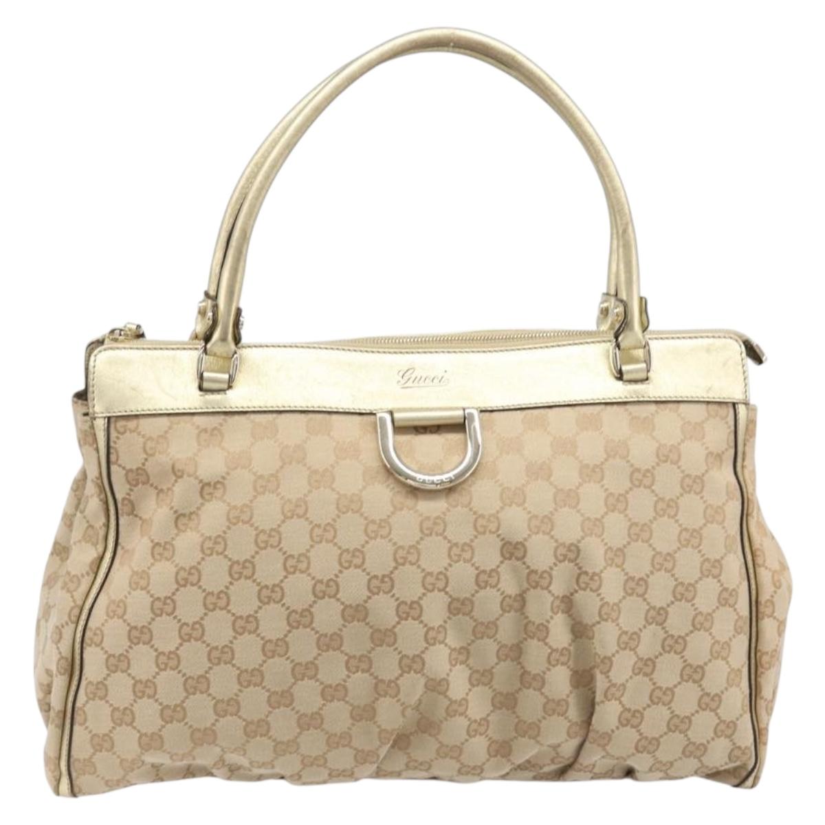 GUCCI GG Canvas Abbey Hand Bag Beige Gold 190248 Auth 199608V