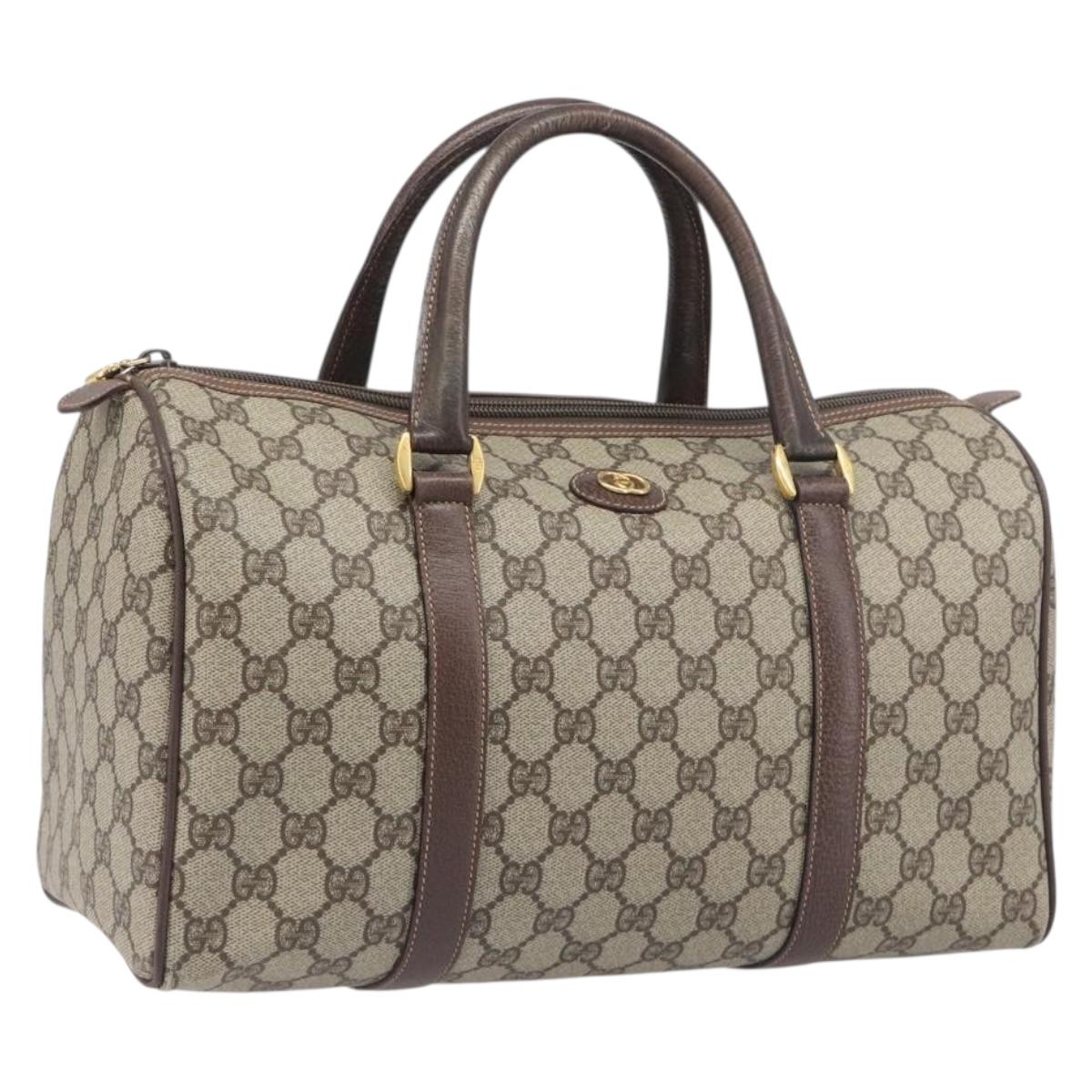 GUCCI GG Supreme Boston Bag PVC Beige Gold 002 123 6842 Auth 199609