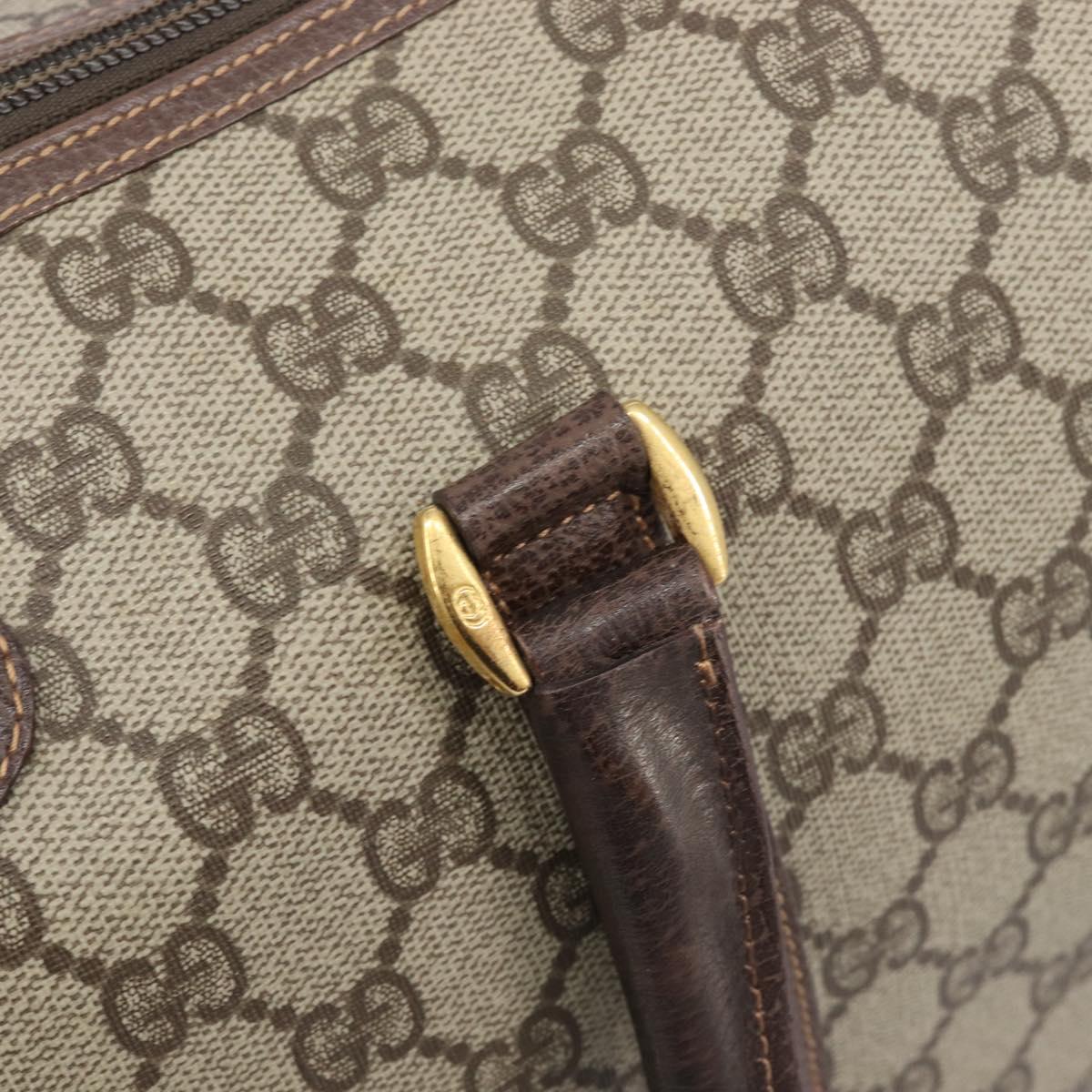 GUCCI GG Supreme Boston Bag PVC Beige Gold 002 123 6842 Auth 199609