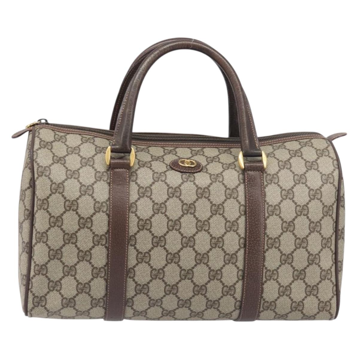 GUCCI GG Supreme Boston Bag PVC Beige Gold 002 123 6842 Auth 199609