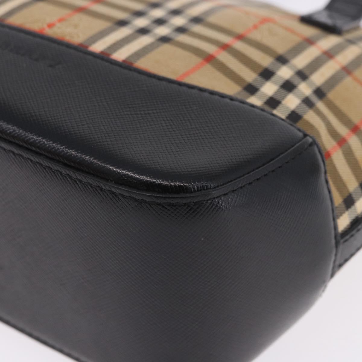 BURBERRY Nova Check Hand Bag Canvas Beige Auth 199610