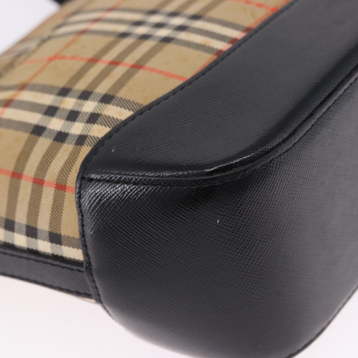 BURBERRY Nova Check Hand Bag Canvas Beige Auth 199610