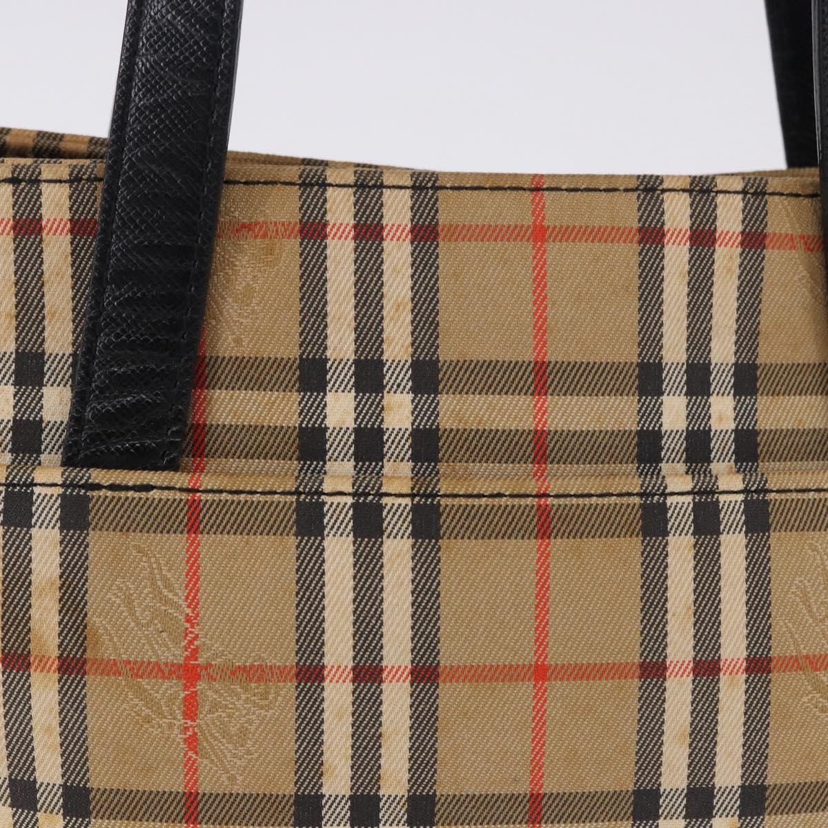 BURBERRY Nova Check Hand Bag Canvas Beige Auth 199610