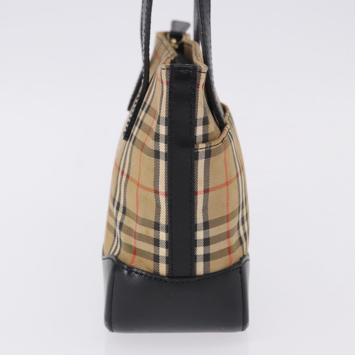 BURBERRY Nova Check Hand Bag Canvas Beige Auth 199610