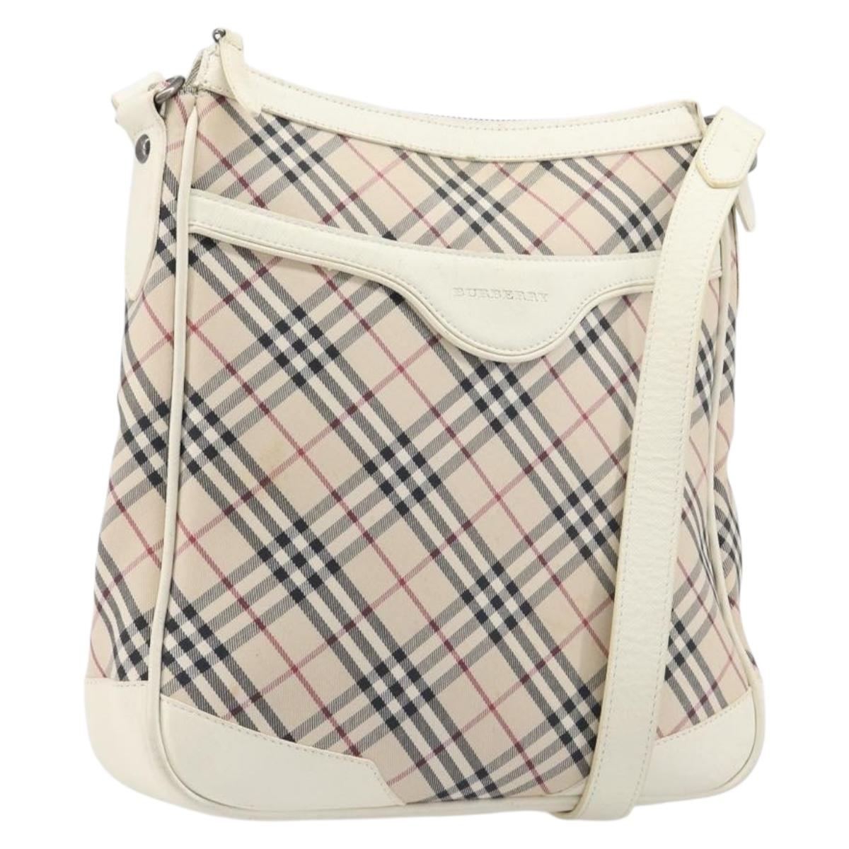 BURBERRY Nova Check Shoulder Bag Canvas Beige Silver Auth 199616