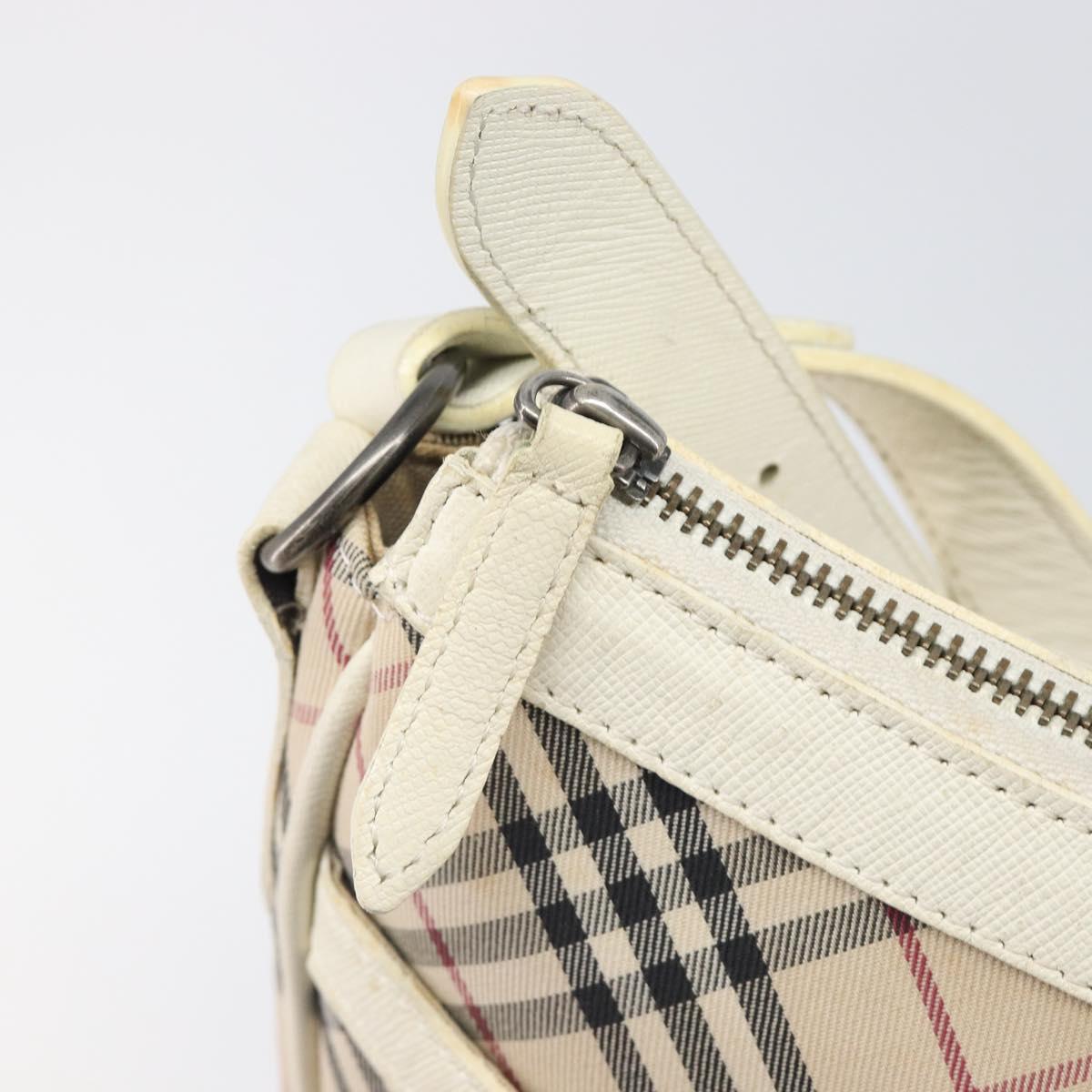BURBERRY Nova Check Shoulder Bag Canvas Beige Silver Auth 199616