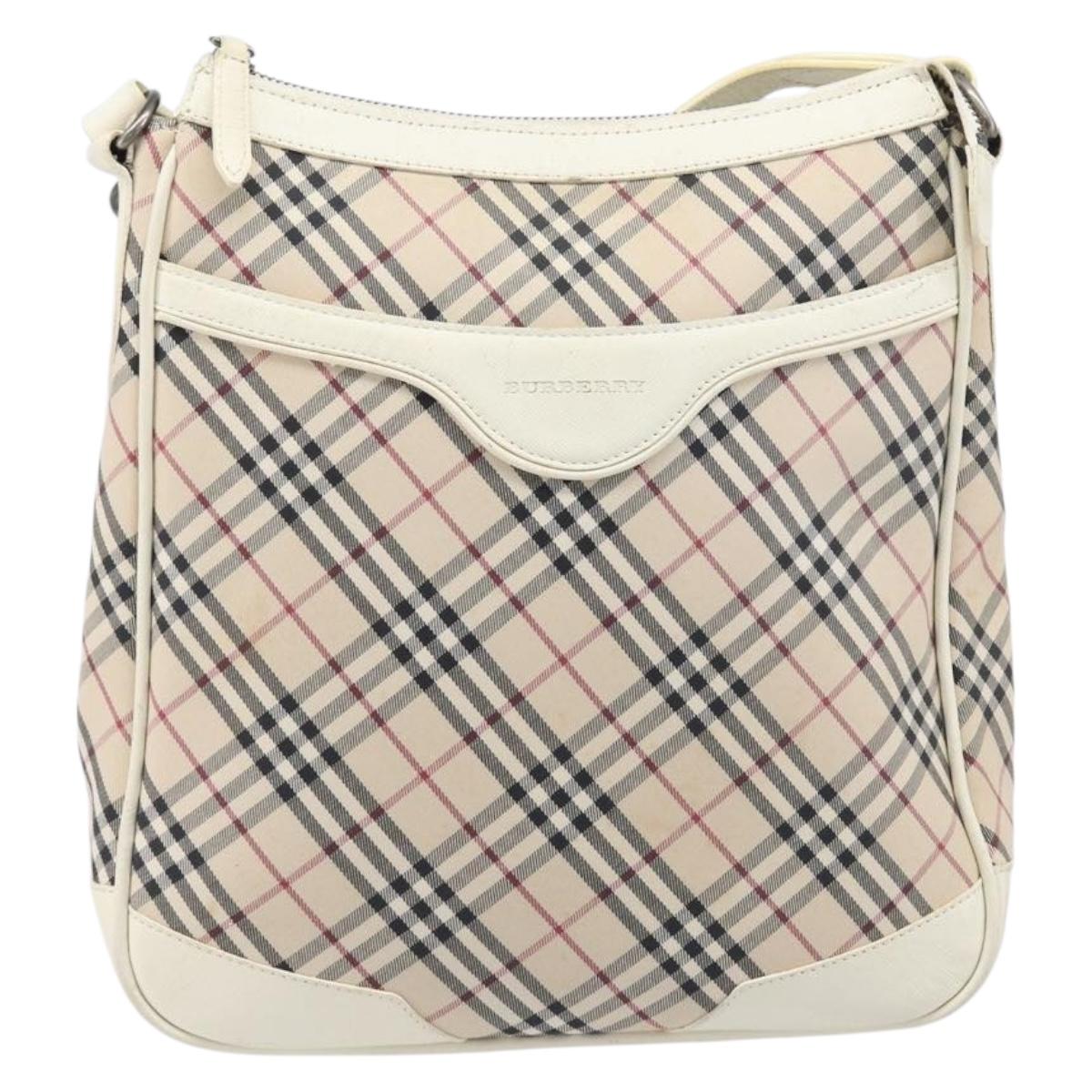 BURBERRY Nova Check Shoulder Bag Canvas Beige Silver Auth 199616