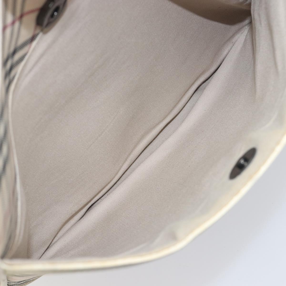 BURBERRY Nova Check Shoulder Bag Canvas Beige Silver Auth 199616