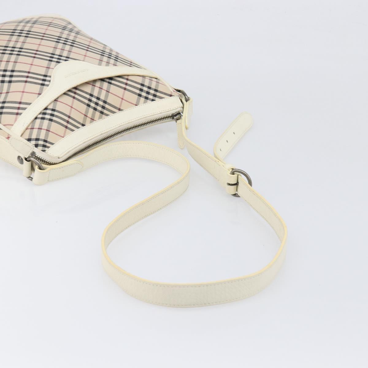 BURBERRY Nova Check Shoulder Bag Canvas Beige Silver Auth 199616