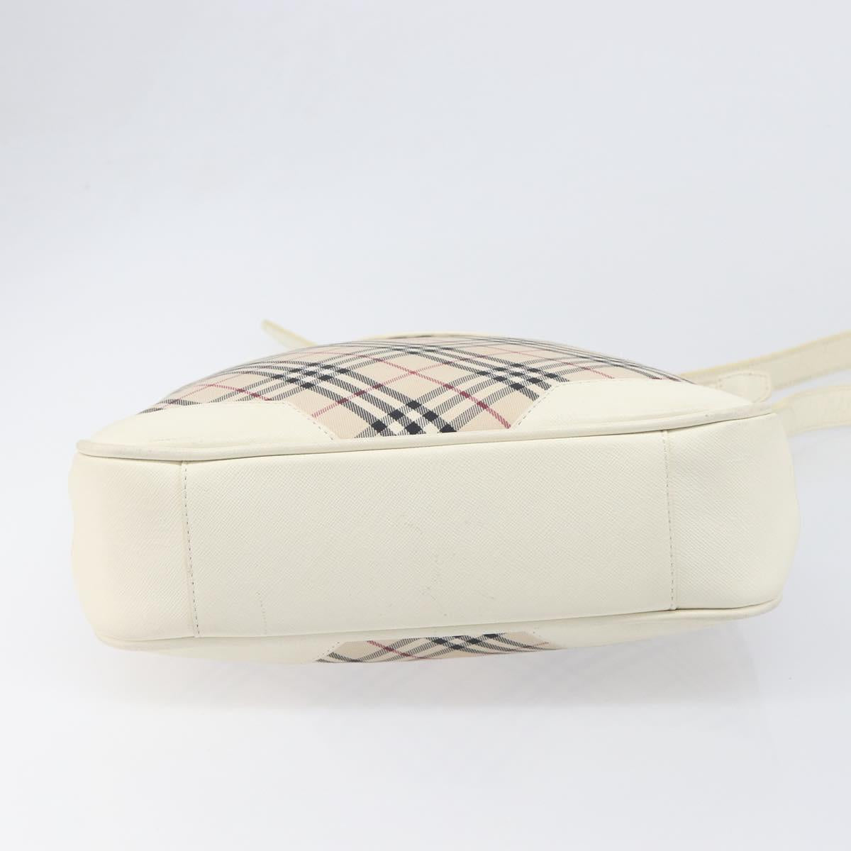 BURBERRY Nova Check Shoulder Bag Canvas Beige Silver Auth 199616