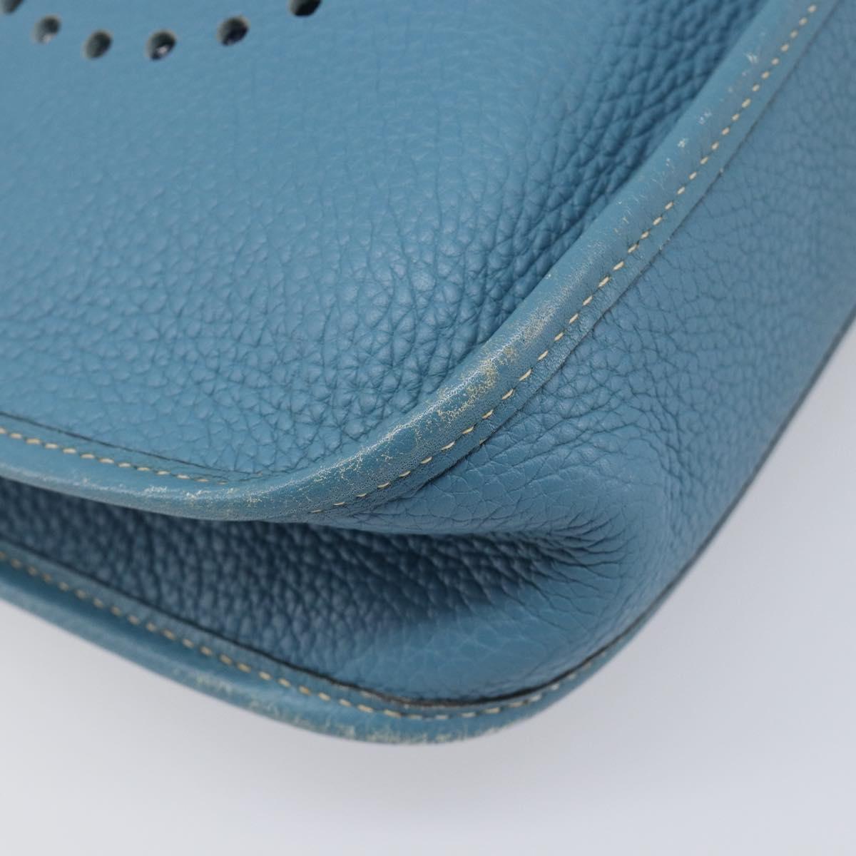 HERMES Evelyn 3PM Shoulder Bag Leather Blue Auth 199617V