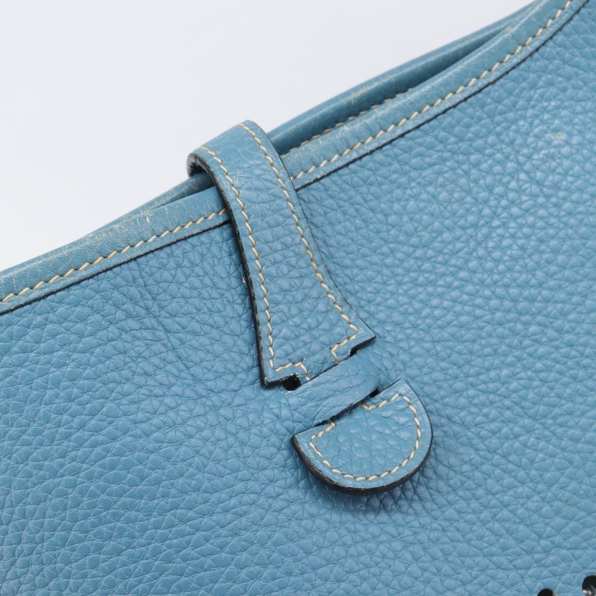 HERMES Evelyn 3PM Shoulder Bag Leather Blue Auth 199617V