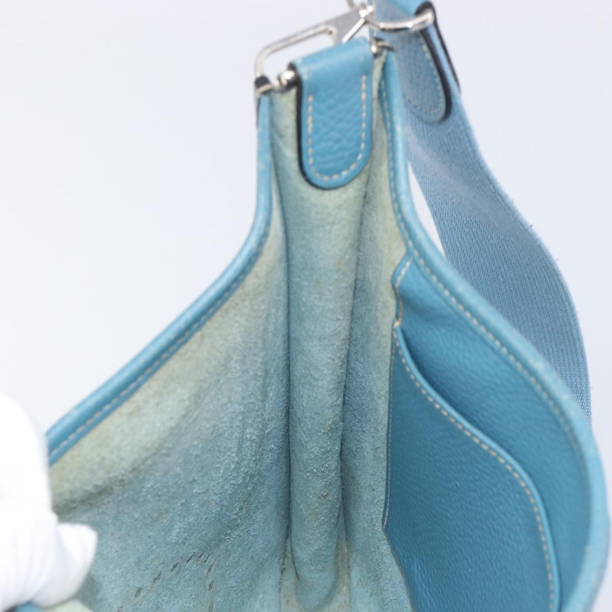 HERMES Evelyn 3PM Shoulder Bag Leather Blue Auth 199617V