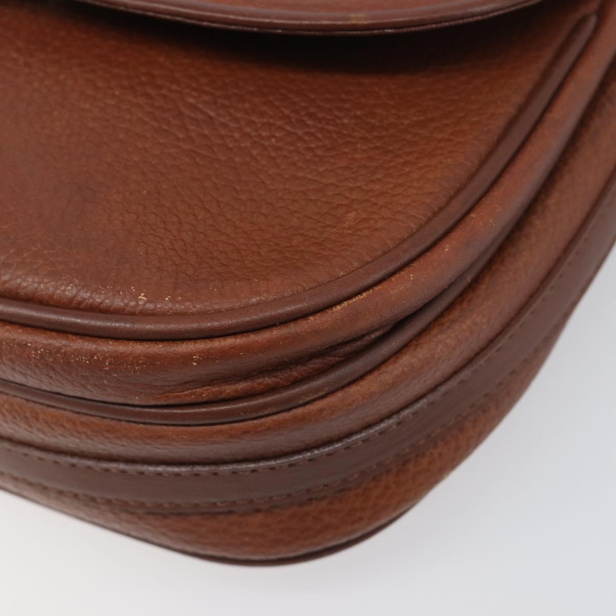 Burberrys Shoulder Bag Leather Brown Gold Auth 199618