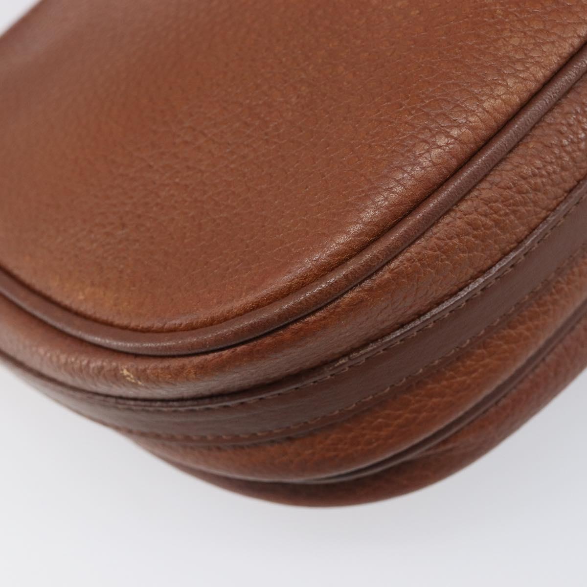 Burberrys Shoulder Bag Leather Brown Gold Auth 199618