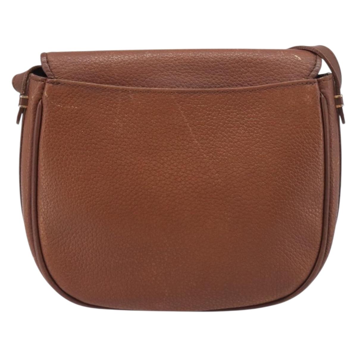 Burberrys Shoulder Bag Leather Brown Gold Auth 199618