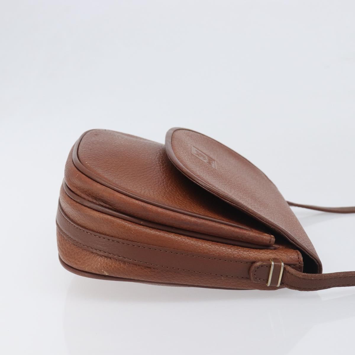 Burberrys Shoulder Bag Leather Brown Gold Auth 199618