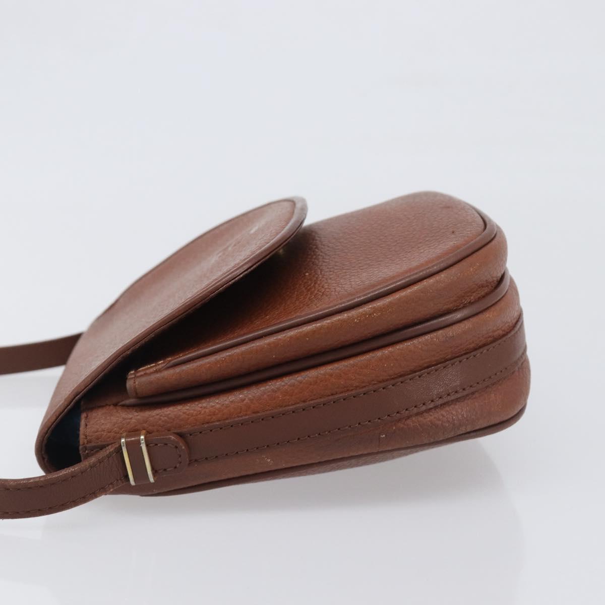 Burberrys Shoulder Bag Leather Brown Gold Auth 199618