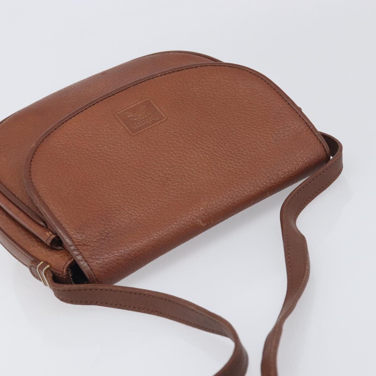 Burberrys Shoulder Bag Leather Brown Gold Auth 199618