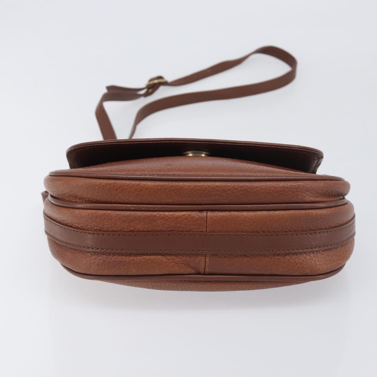 Burberrys Shoulder Bag Leather Brown Gold Auth 199618