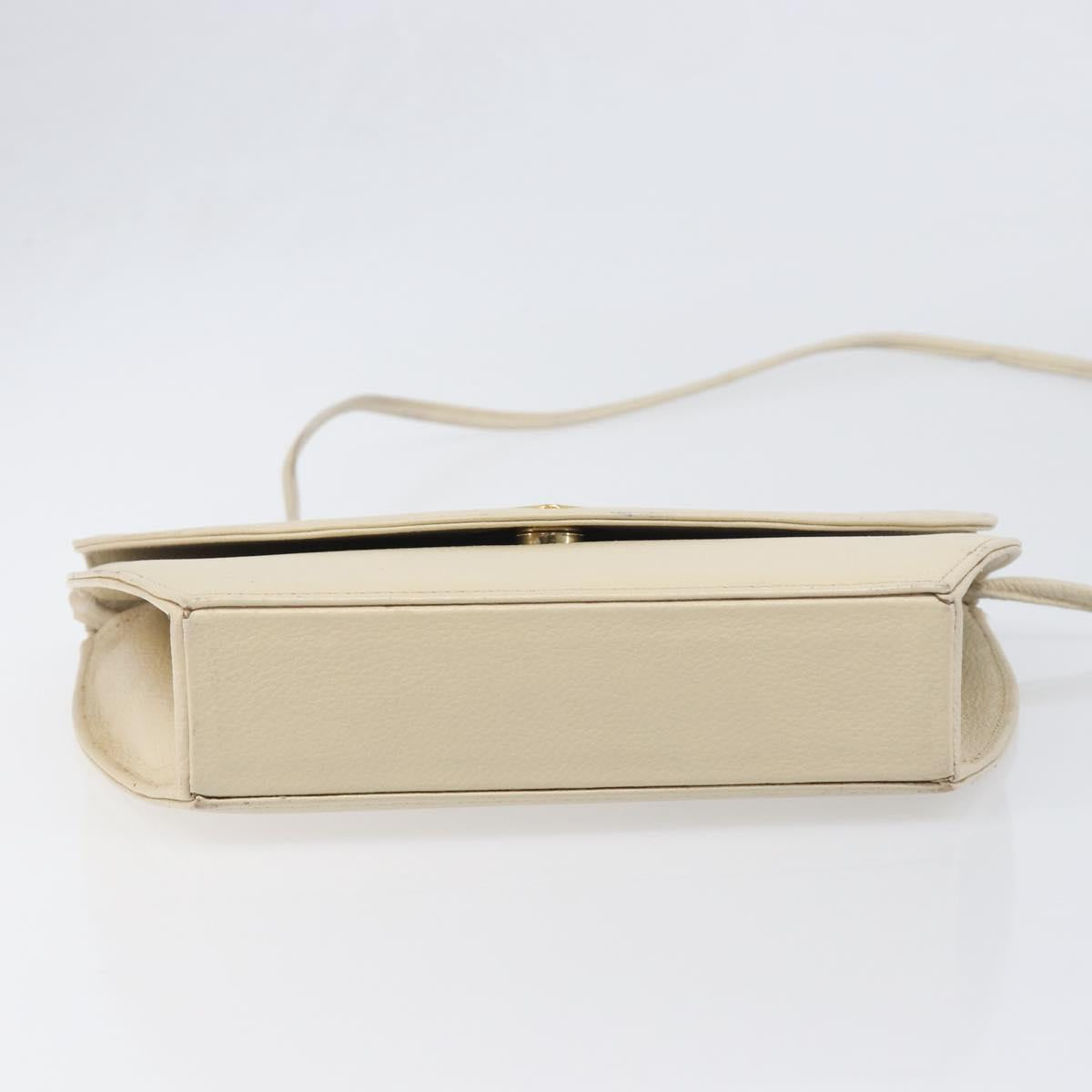 SAINT LAURENT Shoulder Bag Leather Ivory Gold Auth 199619