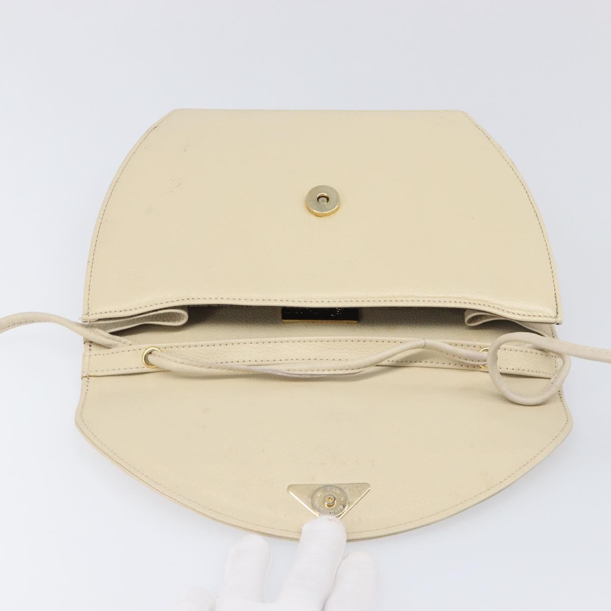 SAINT LAURENT Shoulder Bag Leather Ivory Gold Auth 199619