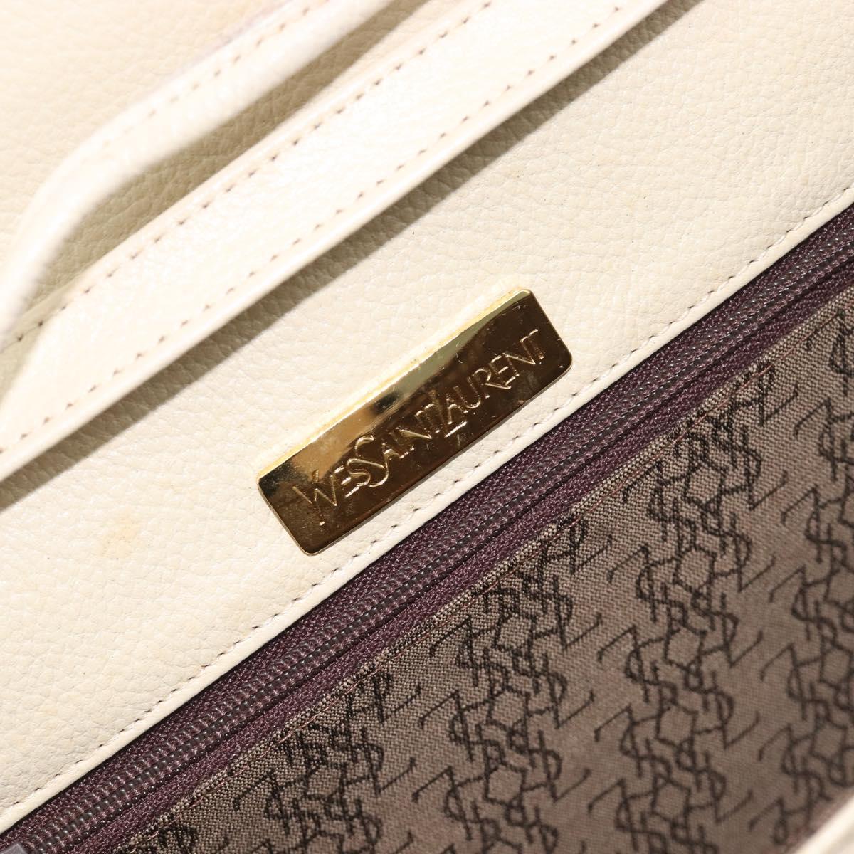 SAINT LAURENT Shoulder Bag Leather Ivory Gold Auth 199619