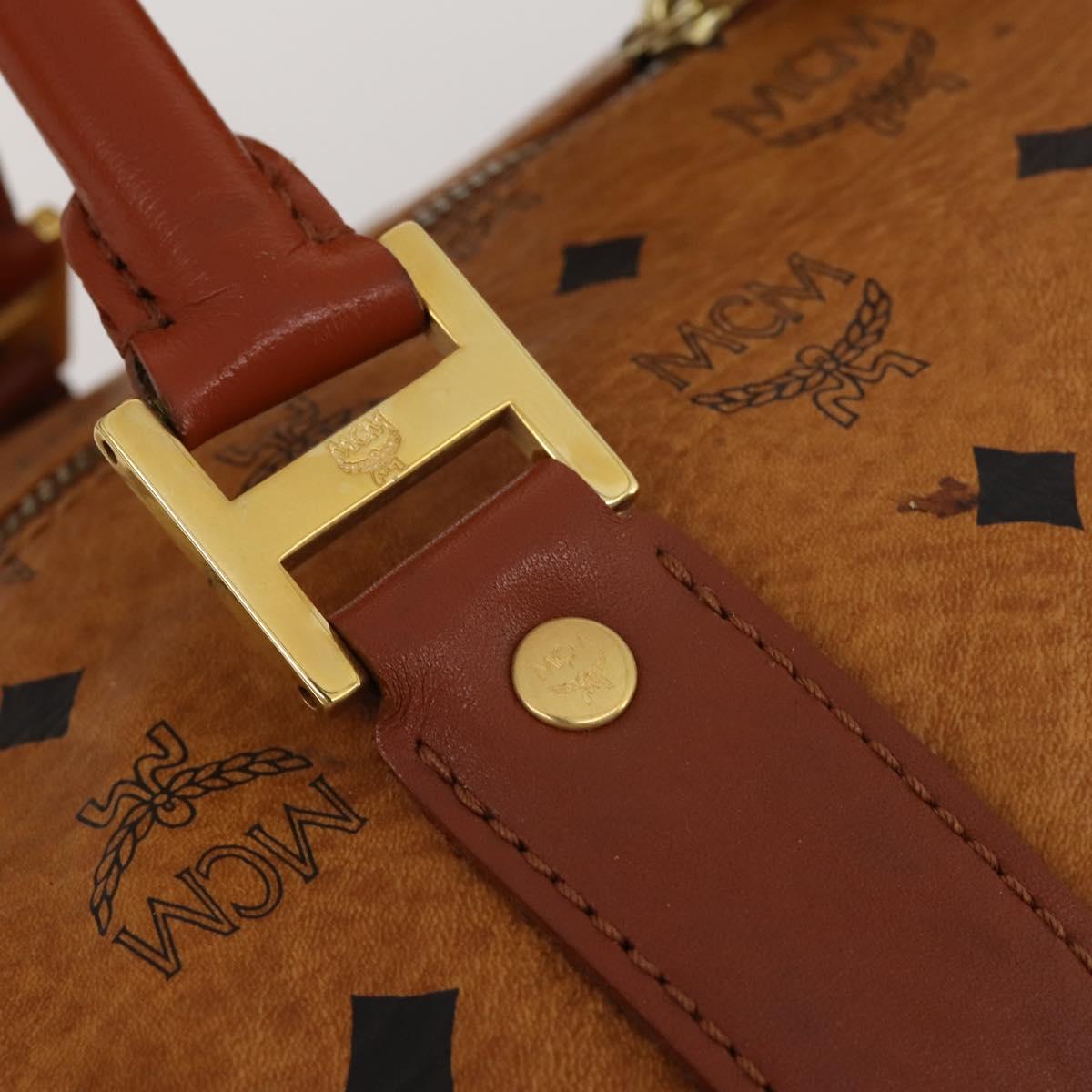 MCM Logogram Vicetos Boston Bag PVC Leather 2way Brown Gold Auth 199620