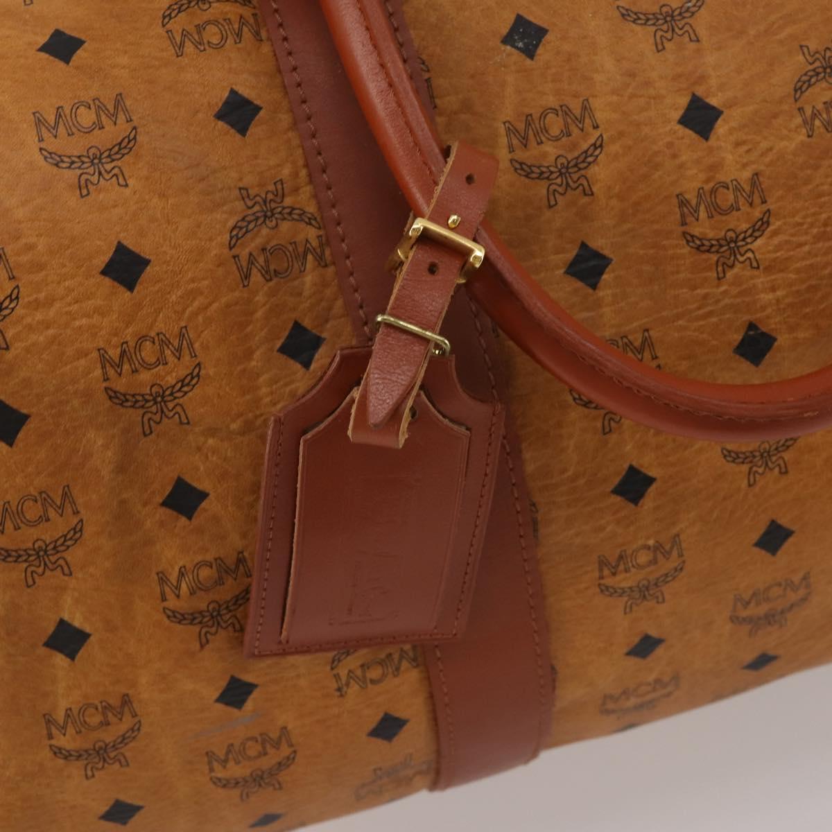 MCM Logogram Vicetos Boston Bag PVC Leather 2way Brown Gold Auth 199620