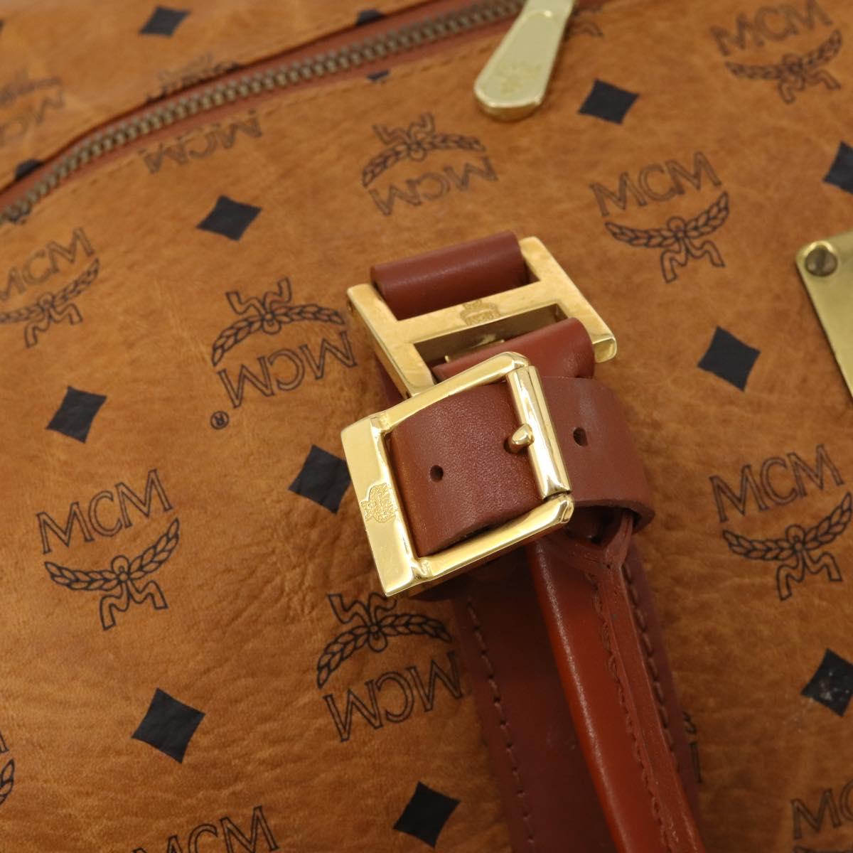 MCM Logogram Vicetos Boston Bag PVC Leather 2way Brown Gold Auth 199620