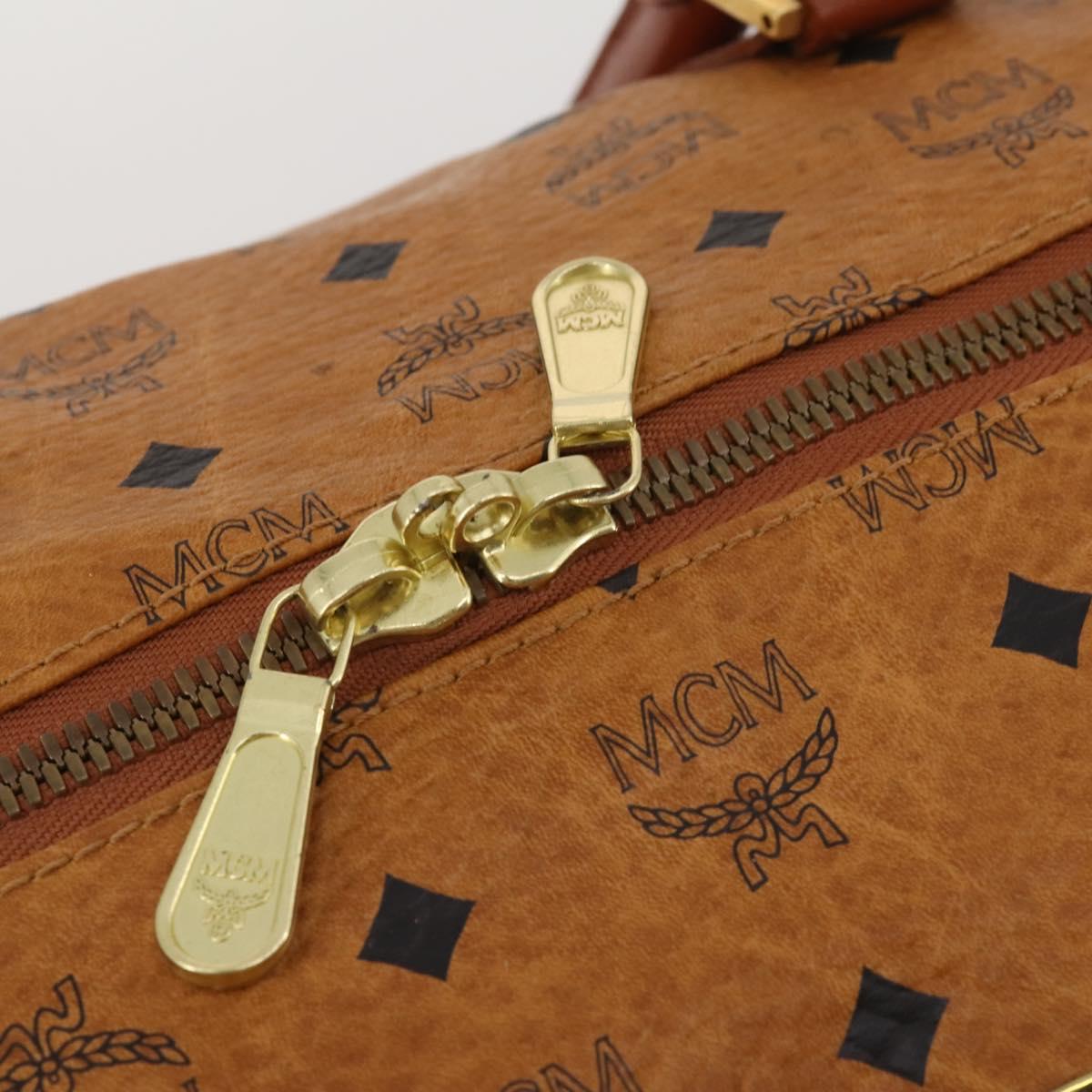 MCM Logogram Vicetos Boston Bag PVC Leather 2way Brown Gold Auth 199620