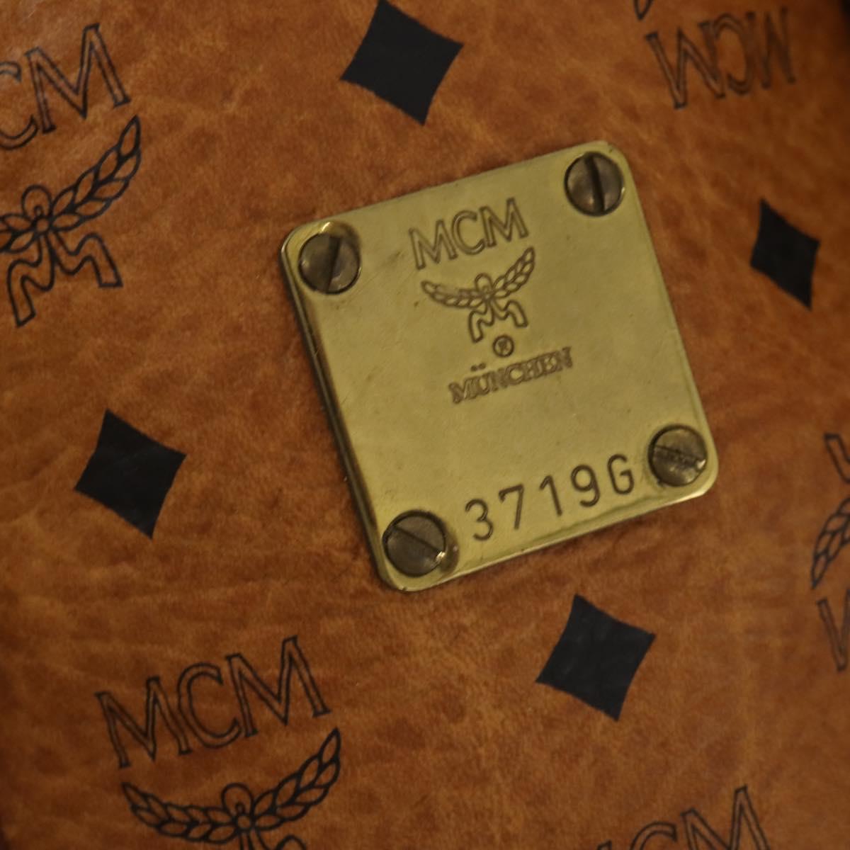 MCM Logogram Vicetos Boston Bag PVC Leather 2way Brown Gold Auth 199620