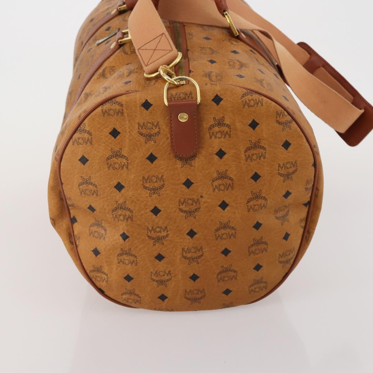 MCM Logogram Vicetos Boston Bag PVC Leather 2way Brown Gold Auth 199620